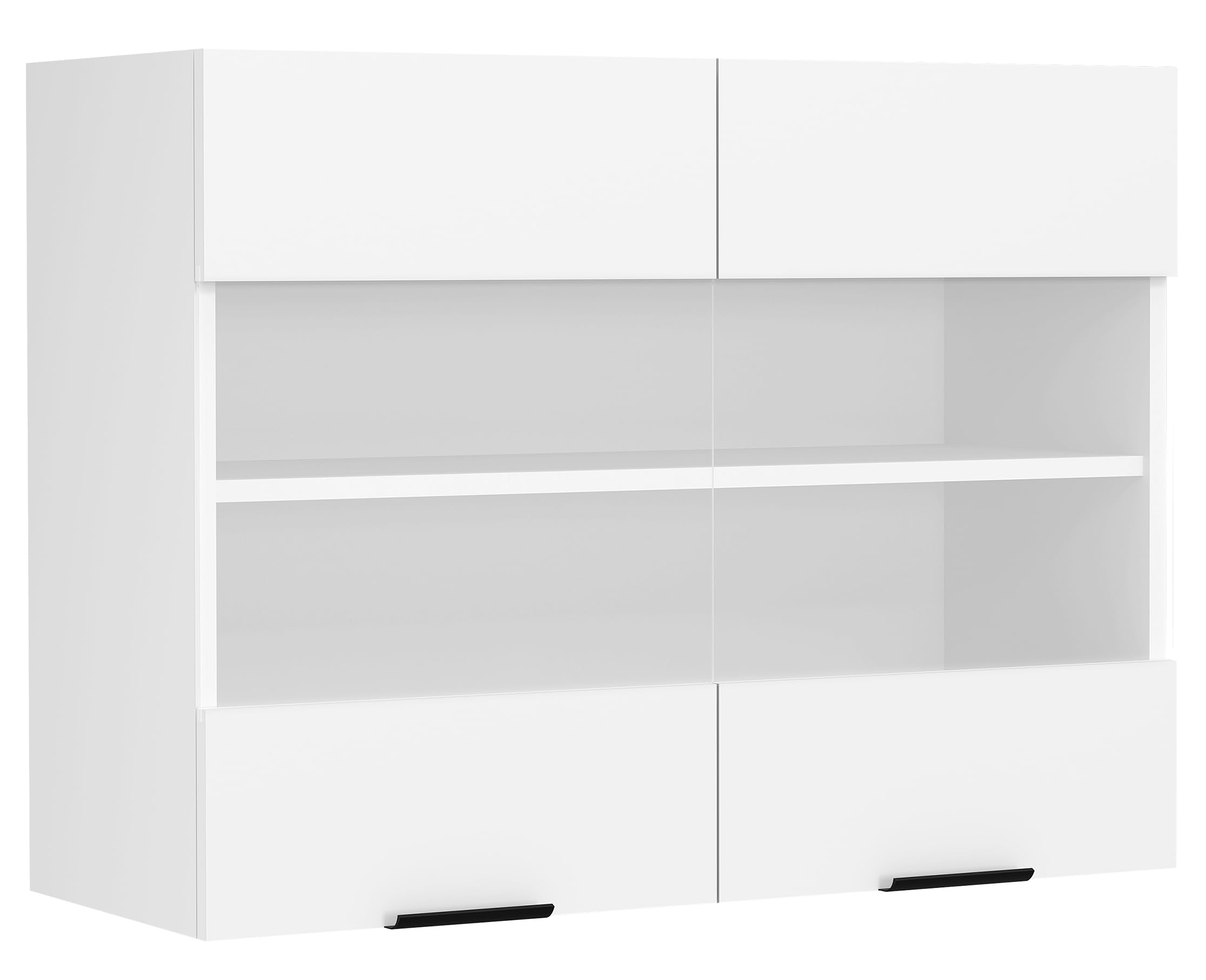 Küchenschrank hängend, Maße ca. H. 60 x B. 80 x T. 31 cm, Hängeschrank mit zwei Drehtüren, Küchenschrank mit Glas, Küchenmöbel – Fasola