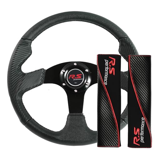 AUTOXBERT Lot de 3 volants de voiture de course 350 mm en cuir PVC 6 boulons avec bouton klaxon universel pour course/rallye/sport automobile/conduite SIM