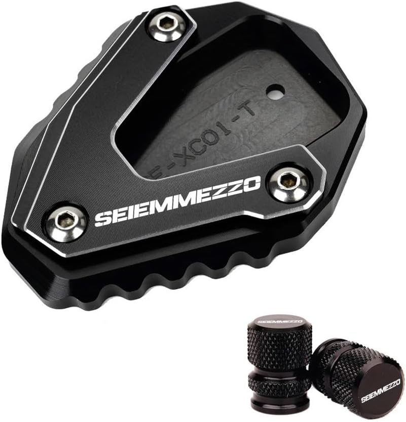 Motorcycle Foot Plate Pad for Moto Morini SEIEMMEZZO SCR STR 650 2023 Motorcycle Accessories Kickstand Foot Side Stand Enlarger Pad Tire Valve Caps, Grey Combo