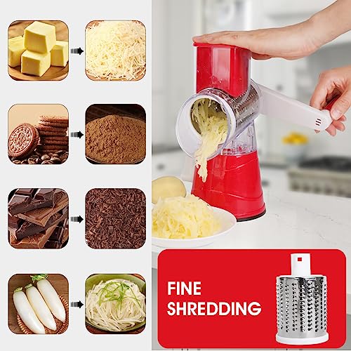 Iceten 3 in 1 Rotary Cheese Grater and Vegetable Slicer with 3 Stainless Steel Rotating Blades - Image 3