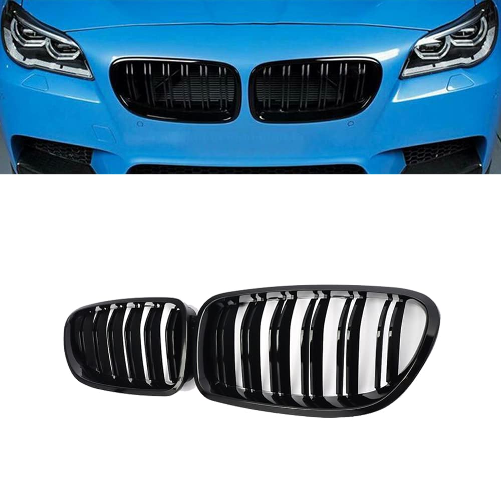 MAGICKIT Front Kidney Grill Grille Compatible with 2010-2017 5 Series F10 F11 M5,Gloss Black Double Slats