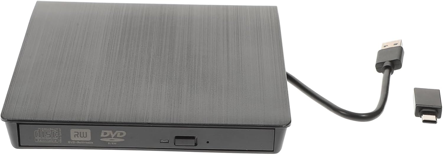 Vaguelly External USB Cd DVD Rw Optical Drive Slot- Portable Burner Compatible Laptop and Desktop Black Disc Tray for Easy Reading and Writing