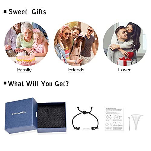 Constantlife Stainless Steel Cremation Bracelet For Ashes - Transparent Glass Tube Urn Bangle Memorial Jewelry For Men Women (Black) #TOP6