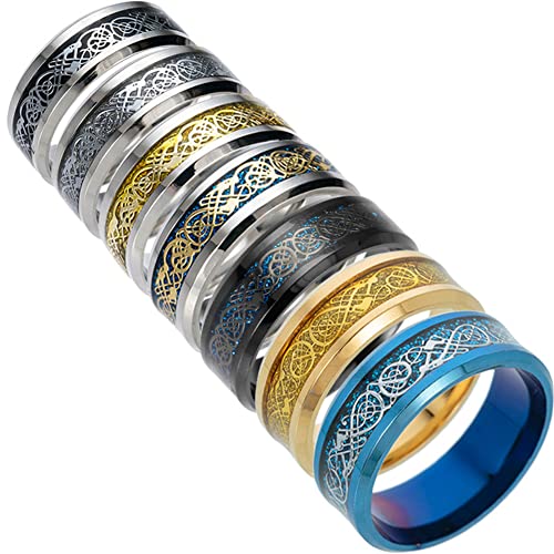 Image of HIJONES Unisex Carbide Fiber Celtic Dragon Spinner Ring Stainless Steel Wedding Spins Band