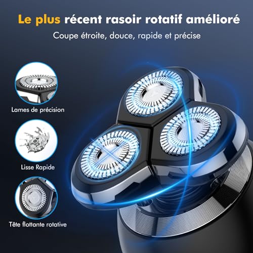 ETENTOUS Rasoir Electriques Hommes, 5 en 1 Rasoirs à Têtes Rotatives – vue 2