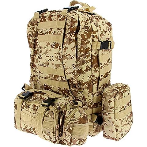 50L Molle Tactical 3 Day 72 Hour Assault Military Army Rucksack Backpack Camping Bag (Desert Camo) Cover