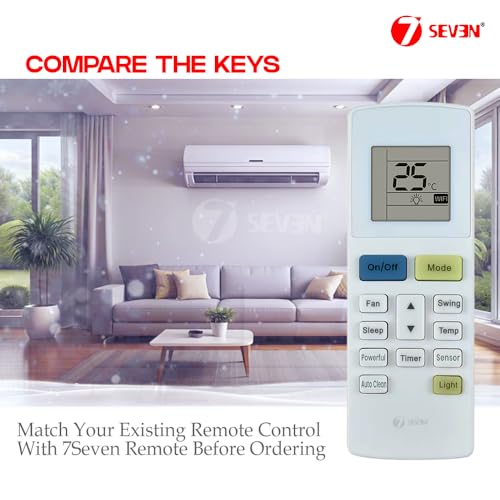 Image of 7SEVEN Compatible O General AC Remote YAW1f12 Model 222 Suitable for ASGA18BMAA-B ASGA12BMWB 1 1.5 2 Ton Spilt and Window Air Conditioner - Match Keys Exactly with Existing AC Remote Controller