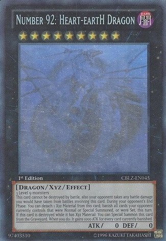 YU-GI-OH! - Number 92: Heart-Earth Dragon (CBLZ-EN045) - Cosmo Blazer - 1st Edition - Ghost Rare