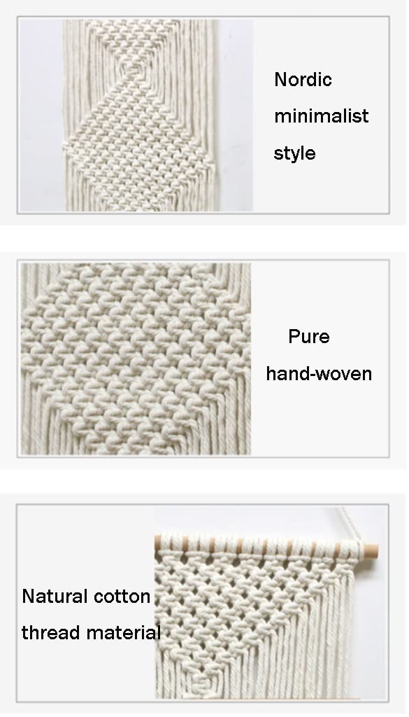 Tapices Macramé Tapiz nórdico Simple Tejido a Mano, Exquisita decoración de Pared con borlas
