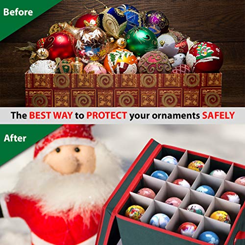Primode Christmas Ornament Storage Box With 4 Trays, Holds Up To 64 Ornaments Decoration Balls, Holiday Storage Container With Dividers, Constructed Of Durable 600D Oxford Material (Green) #TOP1