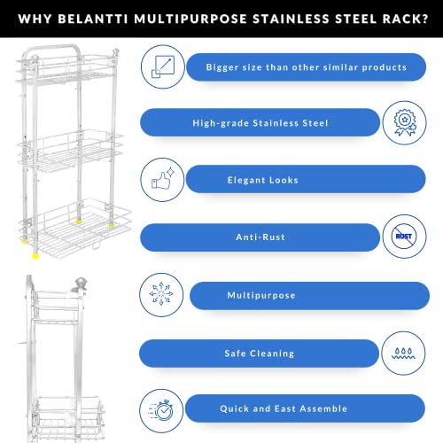 Image of Belantti Kitchen Organizer| Kitchen Rack| Kitchen Rack Steel| Kitchen Stand| Stand For Kitchen| Steel Rack For Kitchen| Rack For Kitchen Storage| Kitchen Stand Steel| Steel Stand For Kitchen| LRG Size
