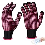 Oligei 4 Pcs Heat Resistant Gloves with Silicone Bumps, Heat Gloves for Hair Styling, Heat Gloves for Sublimation, Heat Proof Gloves with 100 Pcs Disposable Gloves