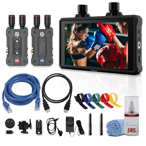 Hollyland Mars 4K Wireless Video Transmission Kit with Mars M1 Enhanced Wireless Transmitter & Receiver Monitor 450ft Range HDMI SDI Production System (Bundle)