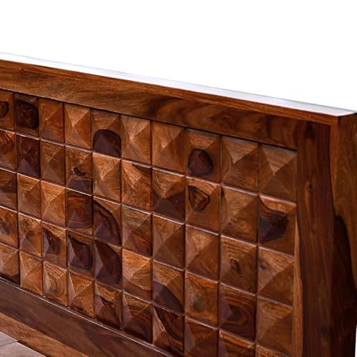 Image of Niwar Solid Sheesham Wood Queen Size Bed Without Storage (78x60) Bed Queen Size Cot for Bedroom (Natural Finish)