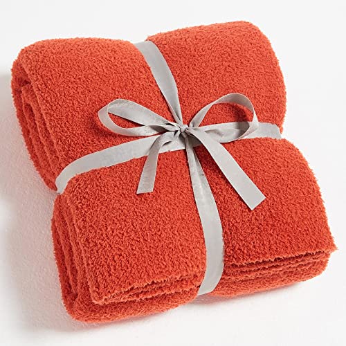 Image of CYMULA Knit Fall Throw Blanket for Couch Orange-Super Soft Lightweight Plush Fuzzy Fluffy Cozy Blankets and Throws for Sofa Bed, 50x60 inches