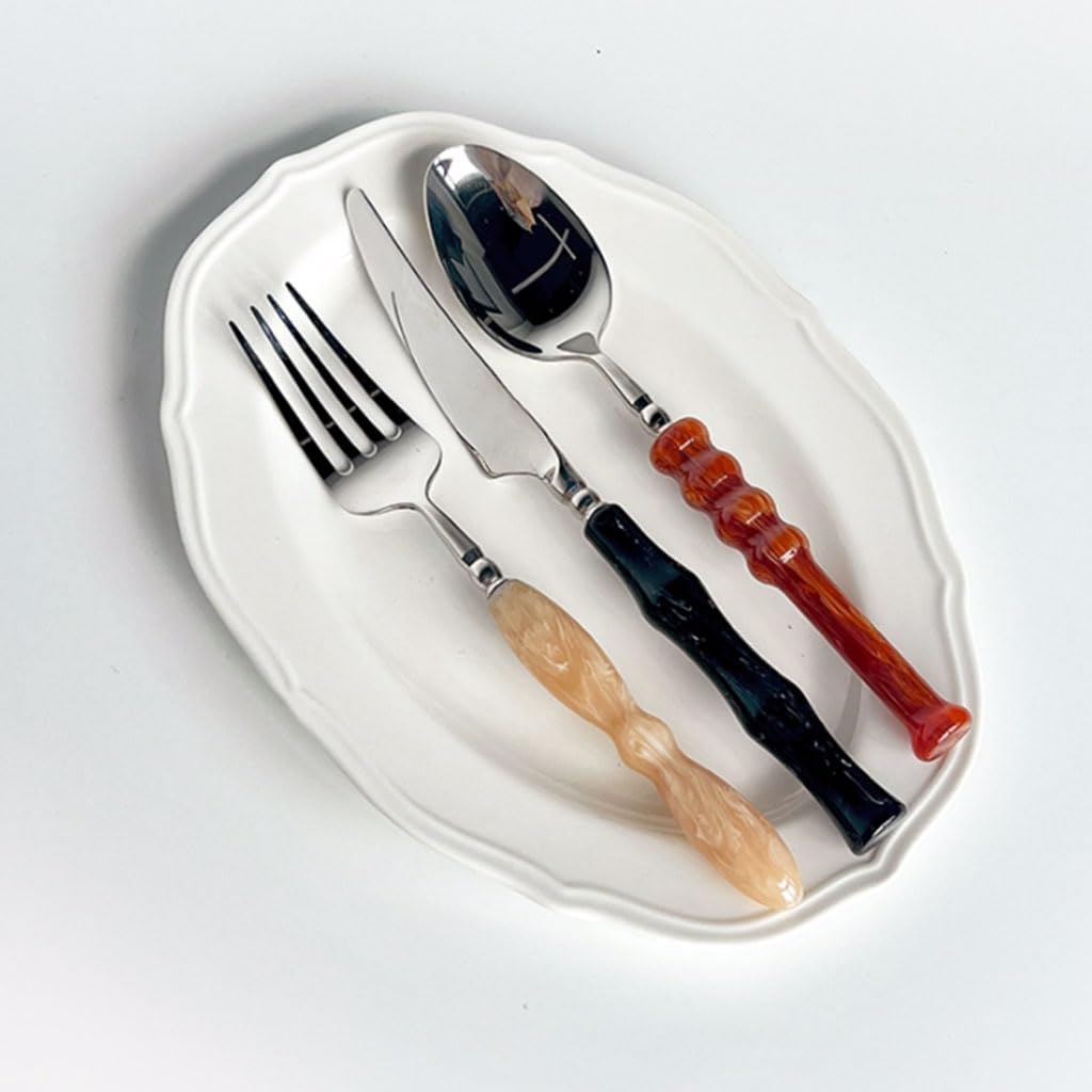 Beau Ensemble de Couverts créatifs, Ensemble de Vaisselle en Acier Inoxydable pour la Maison, Couteau, Fourchette, cuillère, ustensiles de Cuisine, argenterie polie Miroir Pratique