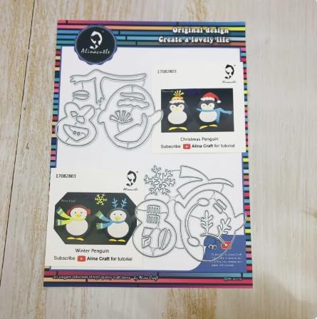 Miniatura 9 de Alinacutle Juego de 2 troqueles de regalo de Navidad de invierno con diseño de pingüinos de metal troquelados para hacer tarjetas hechas a mano,