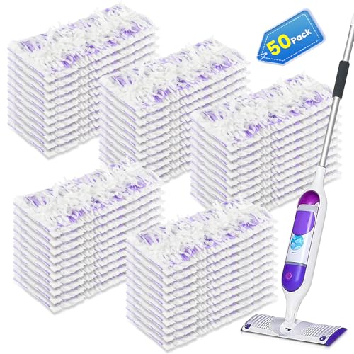Bisenkud Cleaning Pads Compatible with Swiffer Power MOP Refills | 50 Pack 20% Thicker Pads | Pet Hair & Grease Deep Cleaner