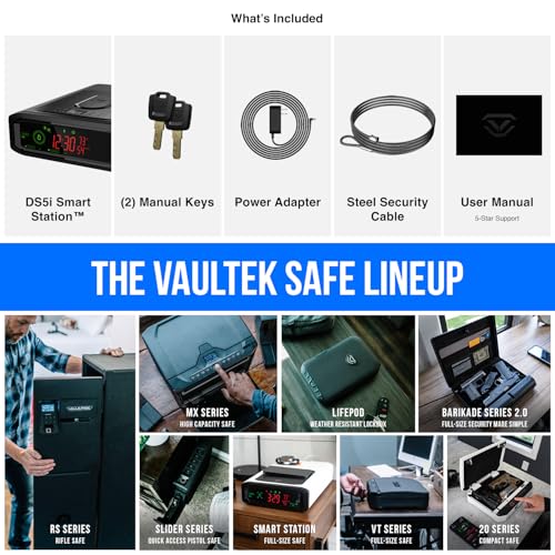 VAULTEK DS5i Smart Station™ Biometric Smart Safe with Dual Wireless Phone Charger + Auto Open Drawer + Bluetooth Safe Management (Covert Black)