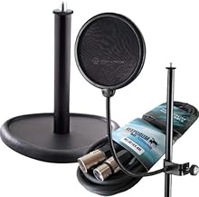 K&M 23956 Popkiller + K&M 23230 Table Tripod + Keepdrum Microphone Cable 6 m Table tripod height: 152 mm Special feature: distinctive trilobular base; all-round impact sound insulation Pop protection for all standard microphone stands and double nylo...