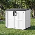 GULAIMOAO Outdoor Horizontal Storage Cabinet Box 36 Cu Ft with Lockable Doors, Outdoor Storage Shed Portable Waterproof for Backyard Garden