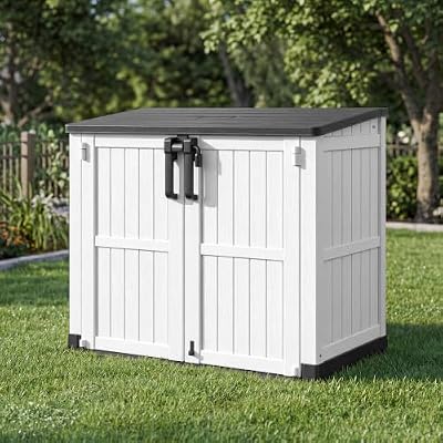 GULAIMOAO Outdoor Horizontal Storage Cabinet Box 36 Cu Ft with Lockable Doors, Outdoor Storage Shed Portable Waterproof for Backyard Garden