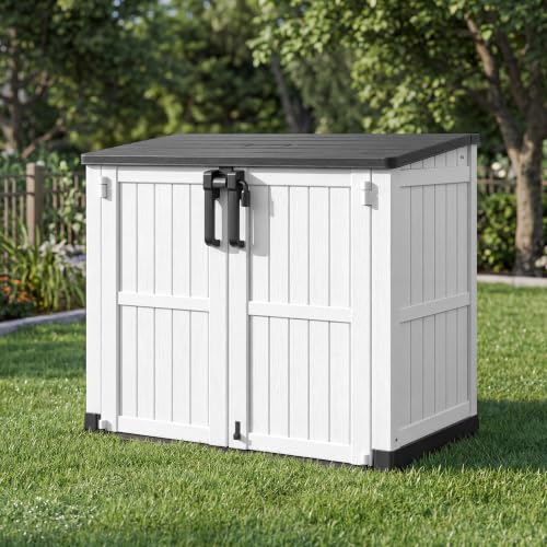 GULAIMOAO Outdoor Horizontal Storage Cabinet Box 36 Cu Ft with Lockable Doors, Outdoor Storage Shed Portable Waterproof for Backyard Garden