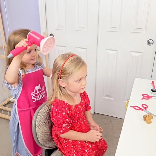 Image of GAGAKU Pretend Hair Salon Toys for Girls,Pretend Makeup for Toddlers Dress Up Beauty Salon Set Stylist Kit with Hair Dryer Apron Curling Flat Scissors Accessories Girl Gifts