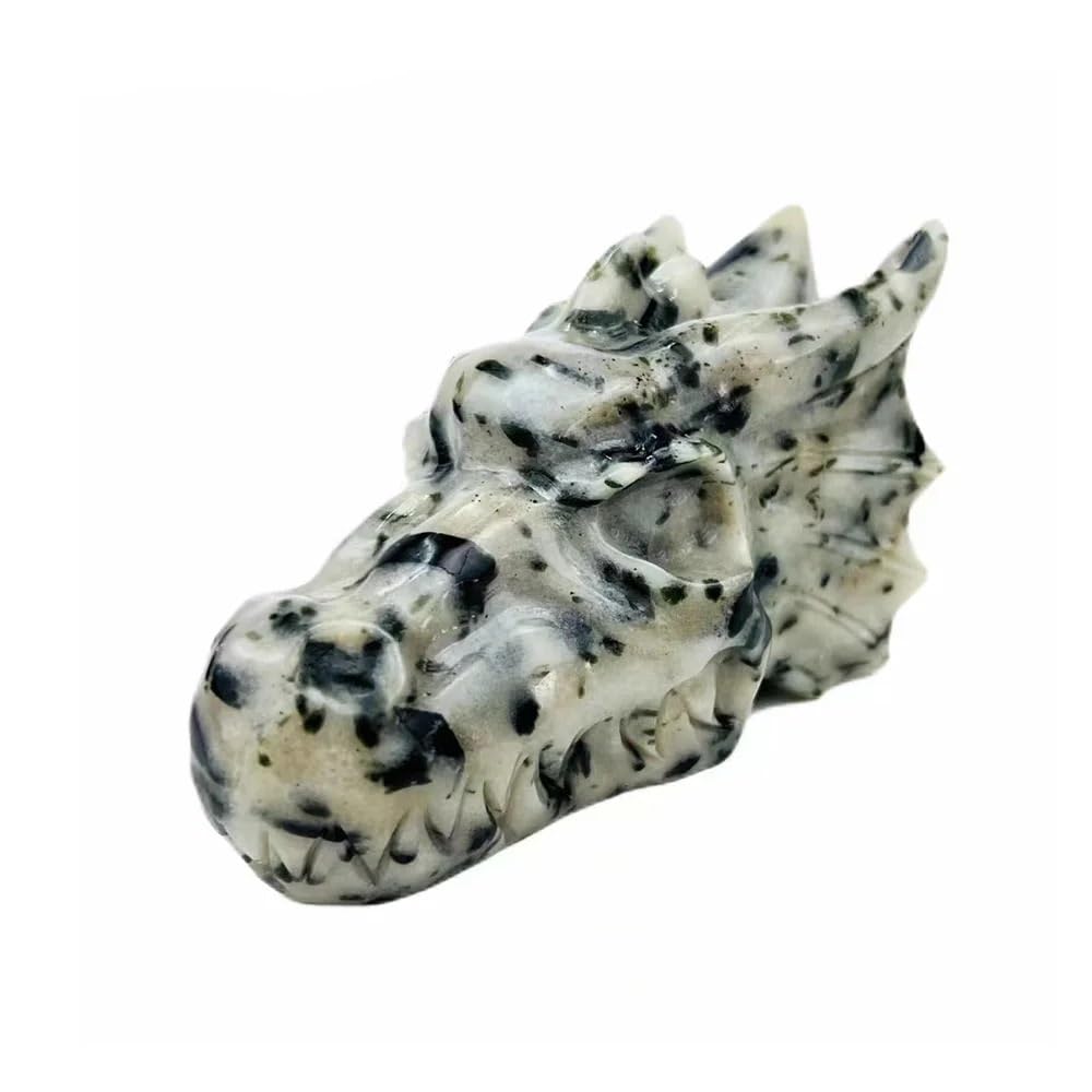 DSZUJTYROP Crystal Female Dragon Skulls Head Carving Sculpture Toumaline Powerful Stones for Collection Home Decor Gifts