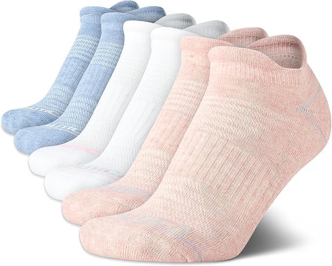Image of Nautica Womens No Show Socks Moisture Wicking Low Cut Athletic Socks 6 Pack | Moisture Wicking Dri-Motion Fabric, Cushioned Key Areas, Banded Arch Support, No Show Low Cut, Shoe Size 4-10