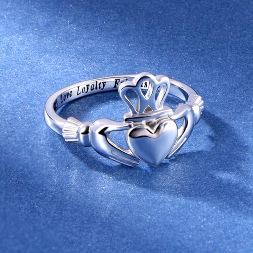 S925 Sterling Silver Love Loyalty Friendship Irish Ladies Claddagh Ring for Women2