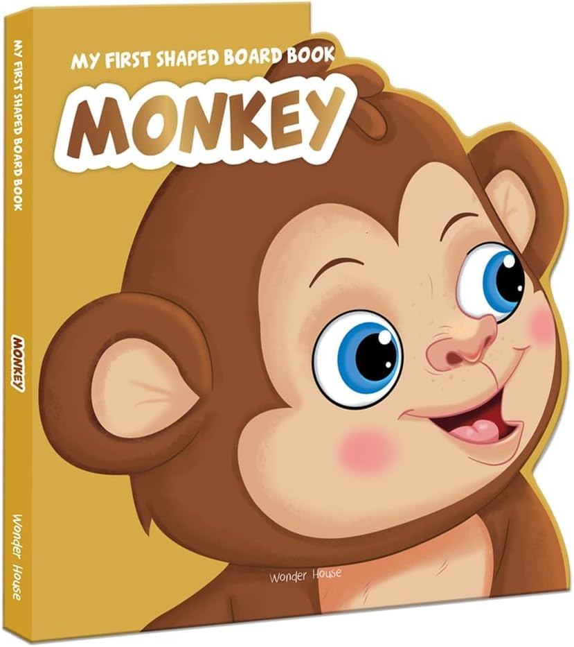 - My First Shaped Board book - Monkey, Die-Cut Animals, Picture Book for Children