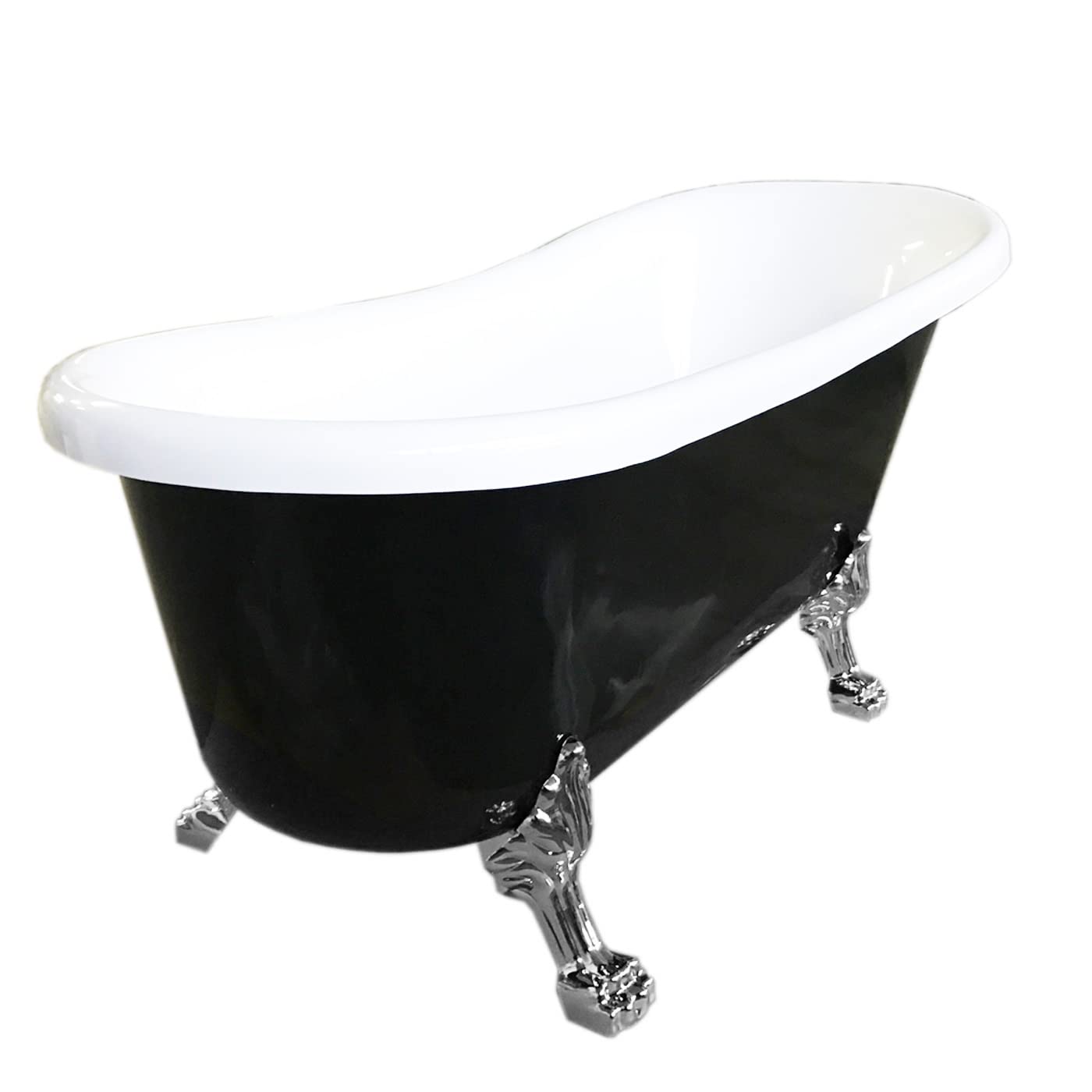 VASCA DA BAGNO INSTALLAZIONE LIBERA EPOCA RETRÓ Margherita Nera Piedi Argento 170x80 cm