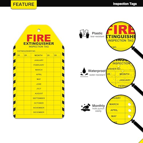 Etiquetas de inspeção de extintor de incêndio pacote com 25, etiquetas de inspeção de extintores de