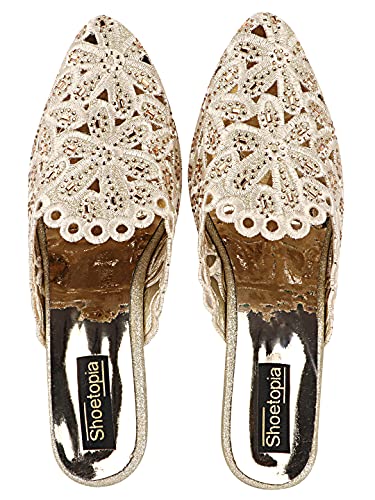 Image of Shoetopia Women's & Girl's Party Ethnic Block Heels Mules Sandals