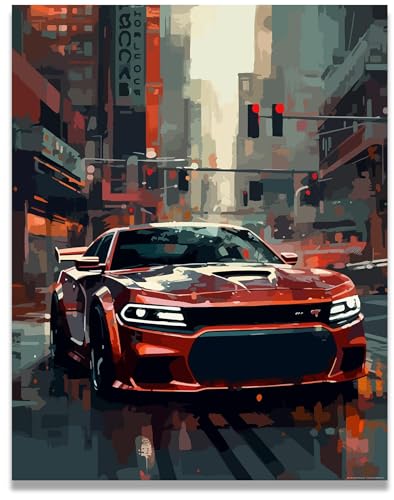 Affiches de voiture idée cadeau décoration murale de voiture Dodge Charger 2021