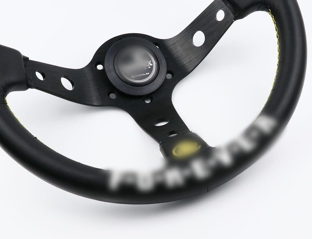 Volante da Corsa Vera Pelle Nero Bianco 13inch Drift Sport Volanti
