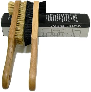 Applicator & Shine Shoe Brush Set - Shining Polish and Buff - Perfect Clean to All Material Footwear - Real Classic Horse Hair with Traditional Genuine Hard Wood - Made in Germany