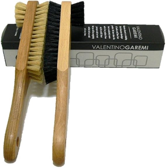 Applicator & Shine Shoe Brush Set - Shining Polish and Buff - Perfect Clean to All Material Footwear - Real Classic Horse Hair with Traditional Genuine Hard Wood - Made in Germany