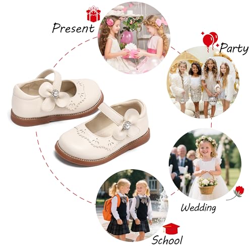 Image of PHIRAMIN Toddler Girl Mary Jane Student Oxford Shoes-Little Girl School Uniform Shoes for Wedding Party