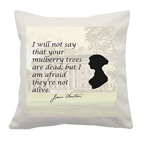 Jane Austen Quote Cushion Cover - Mulberry Trees - 40 x 40cm - 100% Polyester - Hand Wash