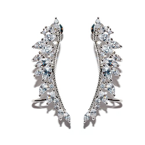 Crystal Angel Wings CZ Ear Cuffs Vines Climber Earrings Sweep up Ear Wrap Pins Crawler Clip On Earrings