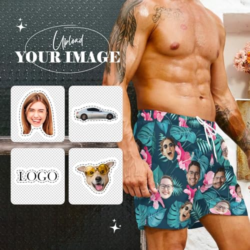 Custom Funny Swim Trunks with Face Personalized Hawaiian Shorts with Your Photo Mesh Lining Shorts with Pocket2