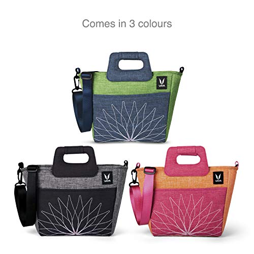 Image of VAYA BentoBag Mini - Insulated LunchBag | Waterproof and with Cutlery Pouch | Easy-to-Carry Lightweight Tote with Zip & Handle | Sling Bag with Adjustable Detachable Nylon Strap | Electric Green