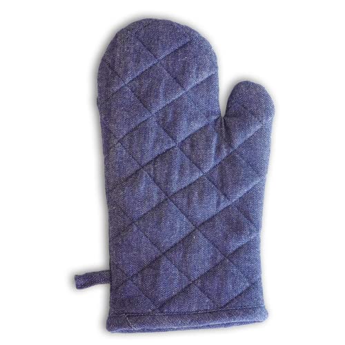 Image of 2 Oven Mitts and 2 Pot Holders Set-Cotton Heat Resistant Pot Stand and Kitchen Gloves-Heat Proof-Free Size-Combo Set (Blue)