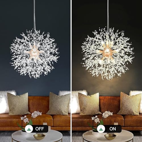 Lustres de cristal modernos fogos de artifício, lâmpadas de cristal, dente de leão lustres (dourado,