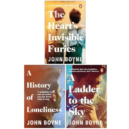 John Boyne - Set di 3 libri da collezione (The Heart's Invisible Furies, A History of Loneliness, A Ladder to the Sky A Novel)