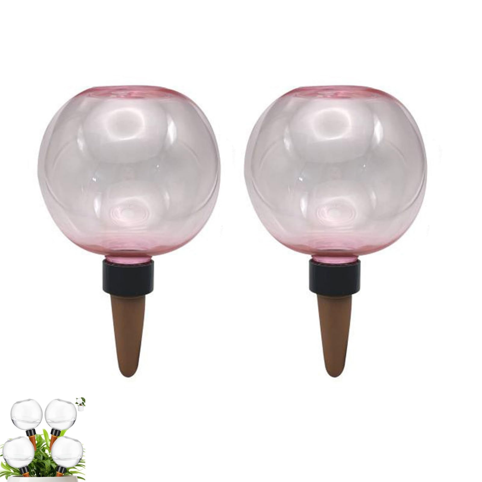 Self-Watering Plant Watering Globes, Automatic Slow Release Drip Irrigation Devices,Garden Drip Irrigation Equipment With Slow Release Control Flower Pot Insert Plant Bulb (2 PCS Pink)