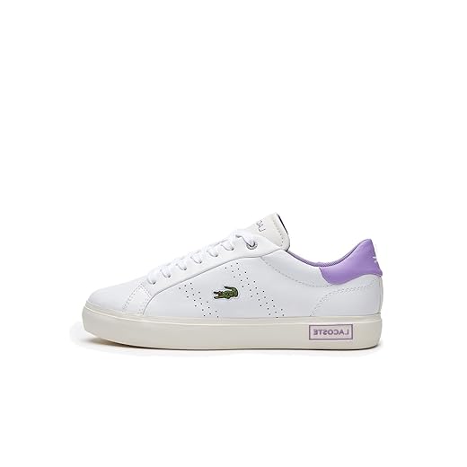 Lacoste Baskets pour femme Powercore 2.0 222 2 SFA, chaussures basses pour femme, semelle amovible, Blanc Violet Z54, 38 EU