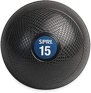 SPRI Dead Weight Slam Ball - Durable Sand-Filled No-Bounce Heavy Duty Ball for Tossing, Slamming, Core Strength Training, Endurance, and General Fitness - Easy to Read Weight Label - 15 lb